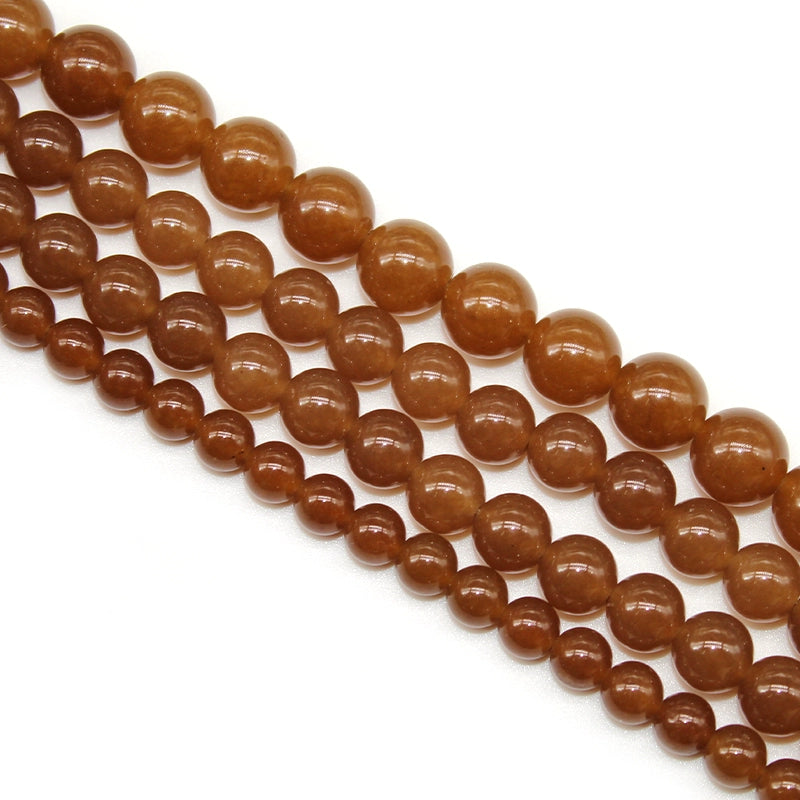 Optimized caramel chalcedony loose beads DIY handmade woven bracelet