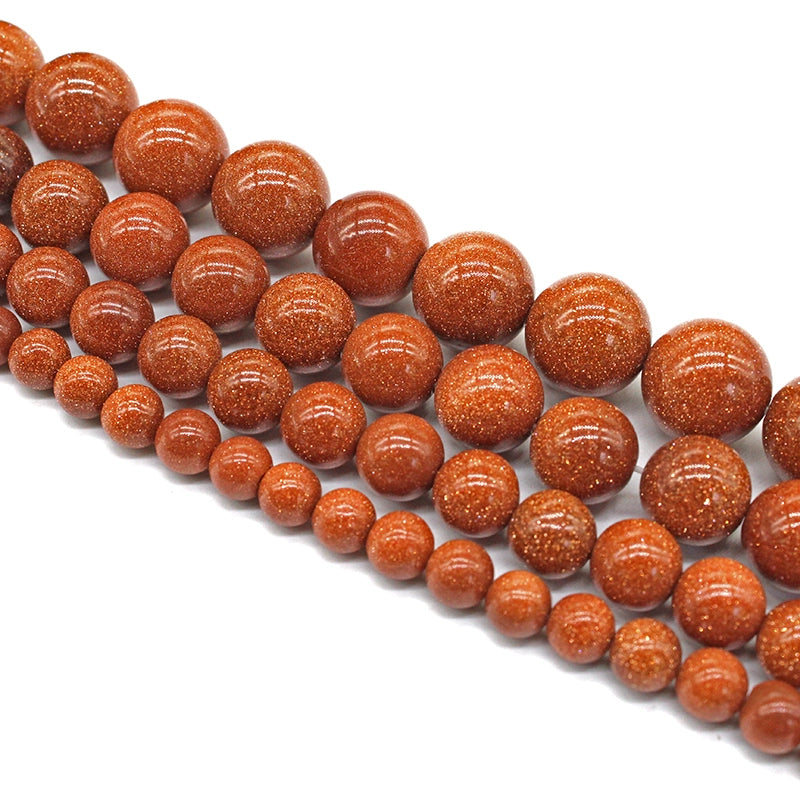 Gold sandstone round beads DIY hand-woven accessories crystal material