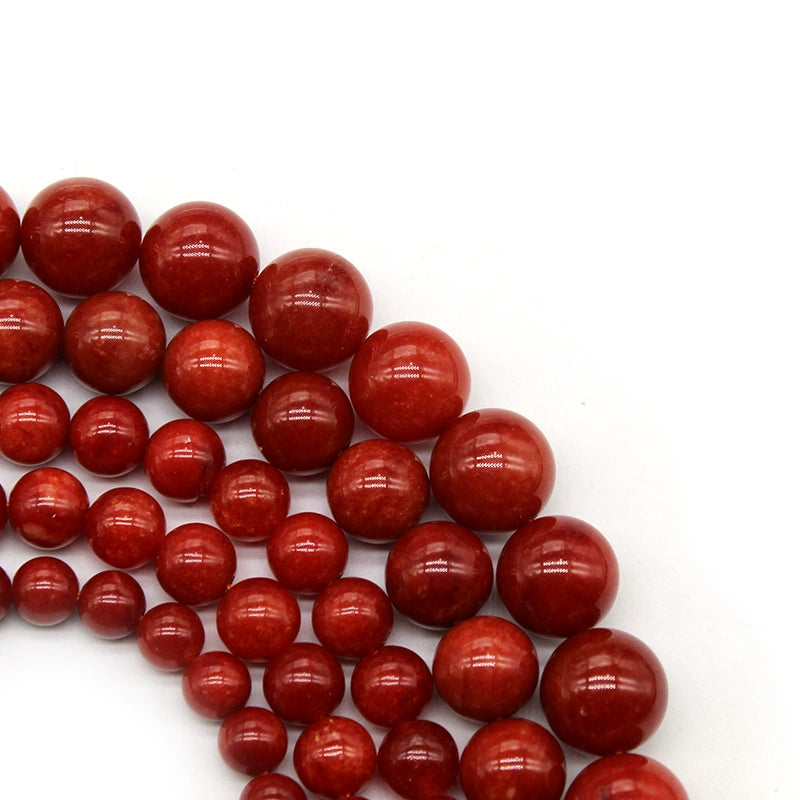 Red Burmese Jade Chalcedony Loose Beads DIY Hand-woven Crystal