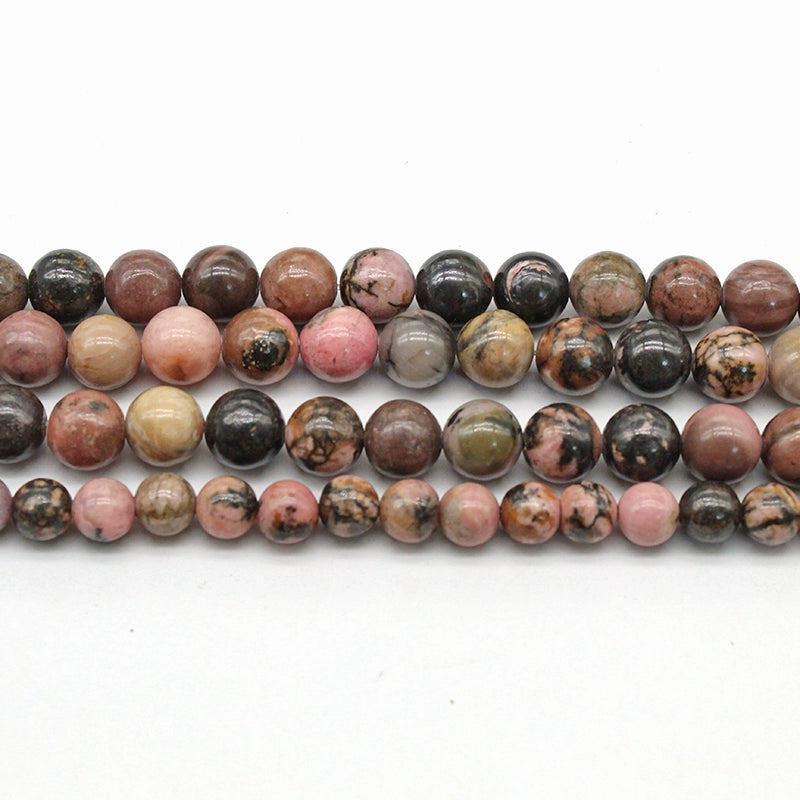 Natural black line rhodonite loose beads diy hand-woven