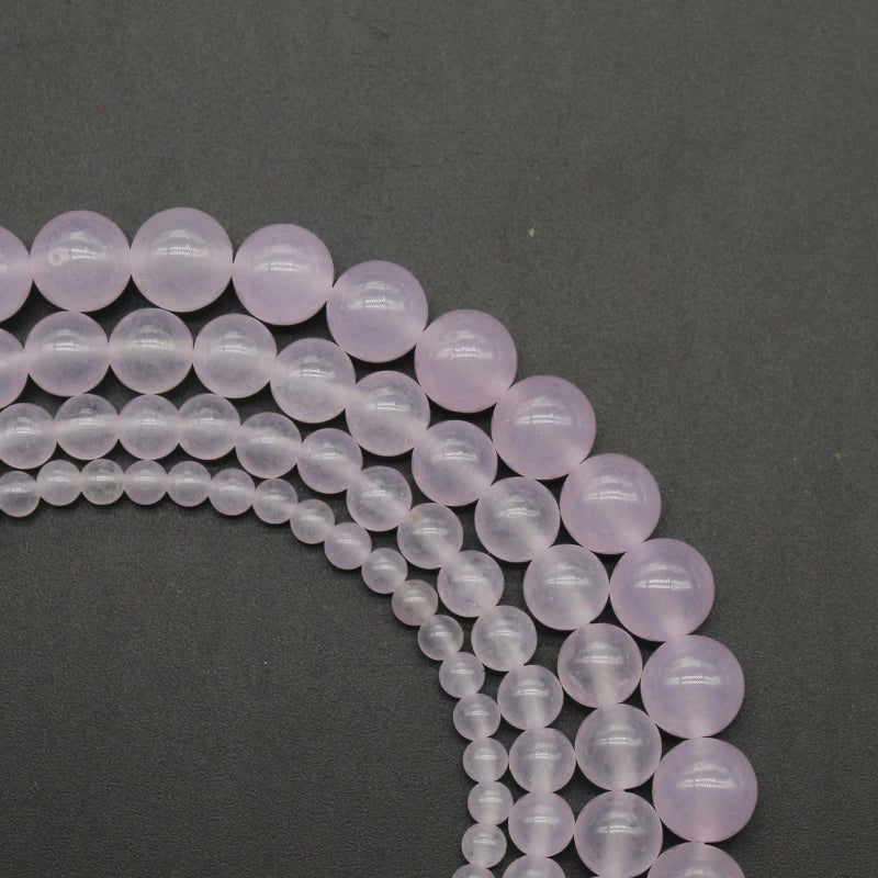 Light purple chalcedony loose beads round beads DIY handmade woven bracelet