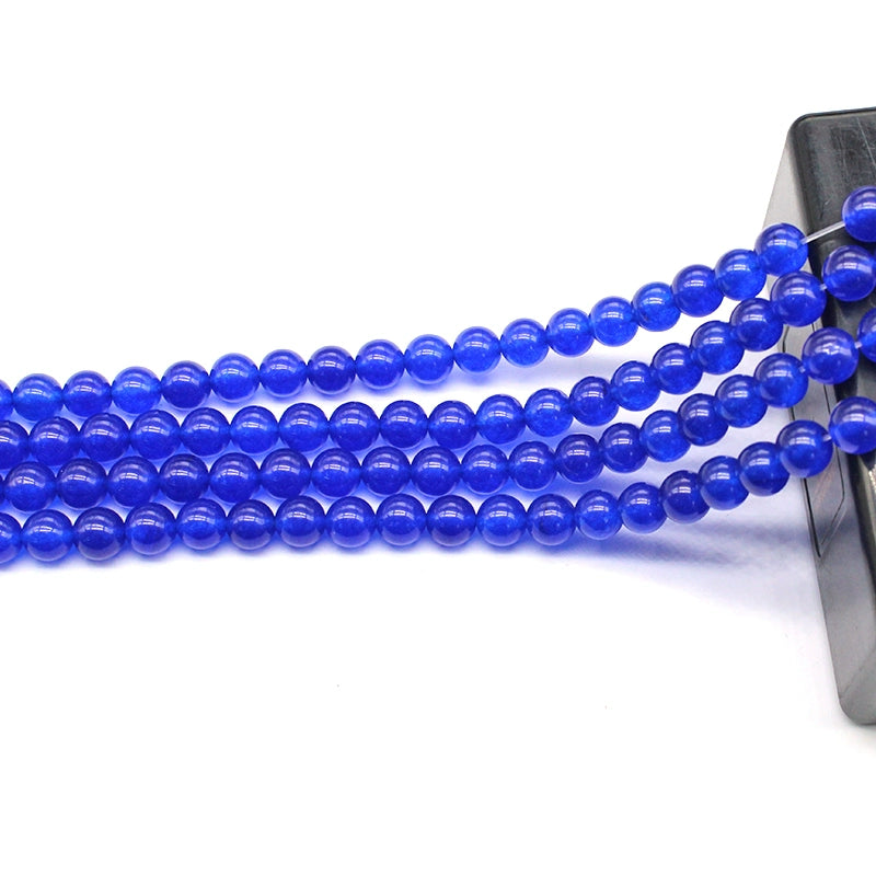 Dark blue chalcedony crystal jade round beads semi-finished DIY handmade beads