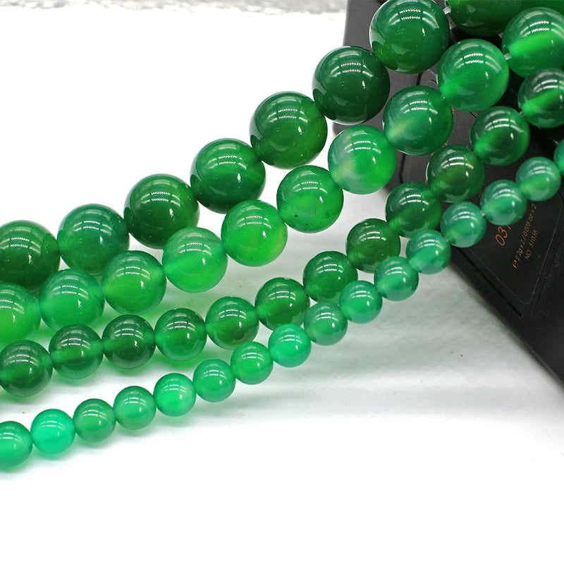 Natural green agate loose beads DIY hand-woven bracelet