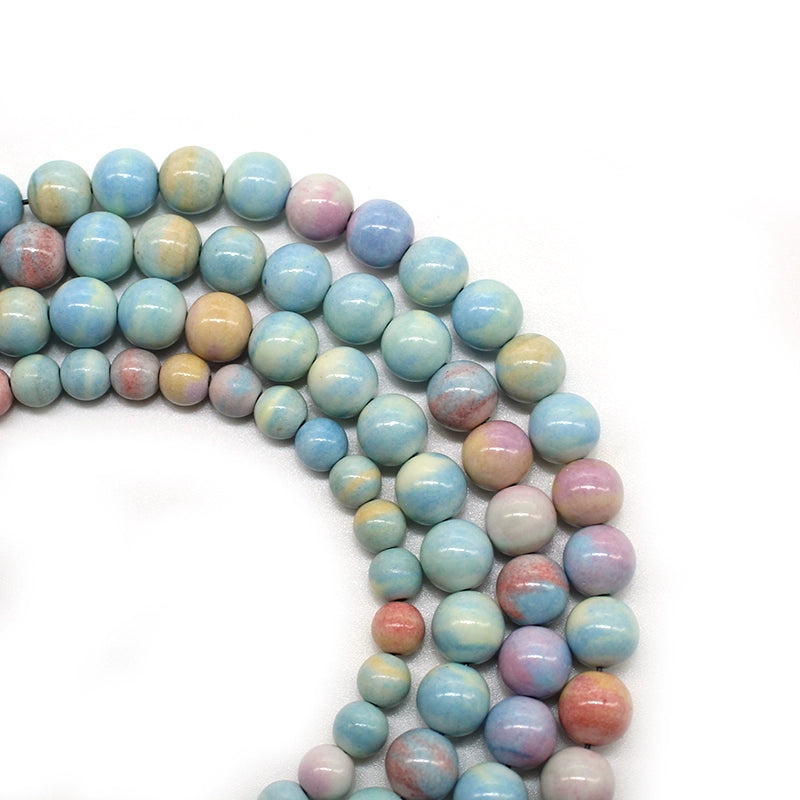 Rainbow stone imitation Alashan loose beads and round beads DIY handmade bracelet