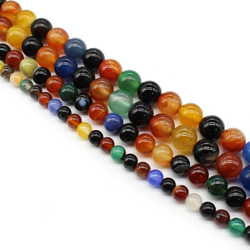 Colorful mixed agate loose beads round beads DIY hand-woven material crystal