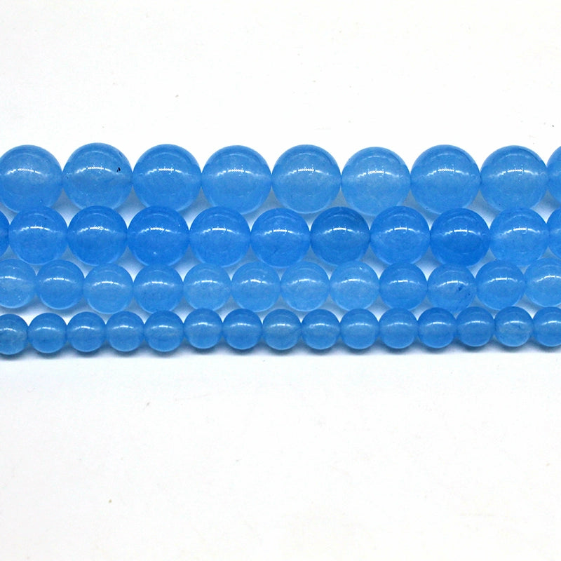 Blue chalcedony crystal jade round beads semi-finished DIY handmade beads