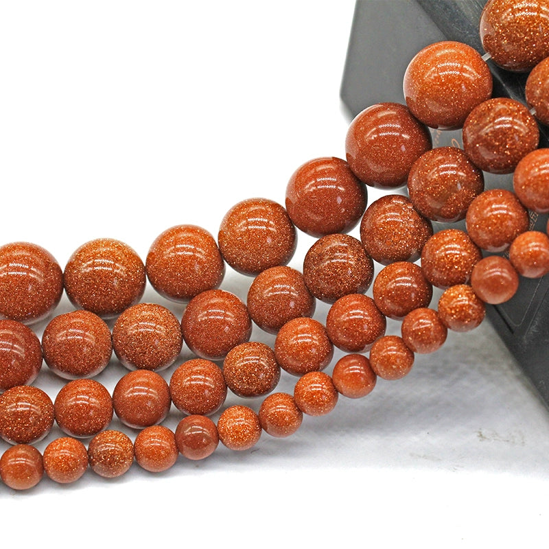 Gold sandstone round beads DIY hand-woven accessories crystal material
