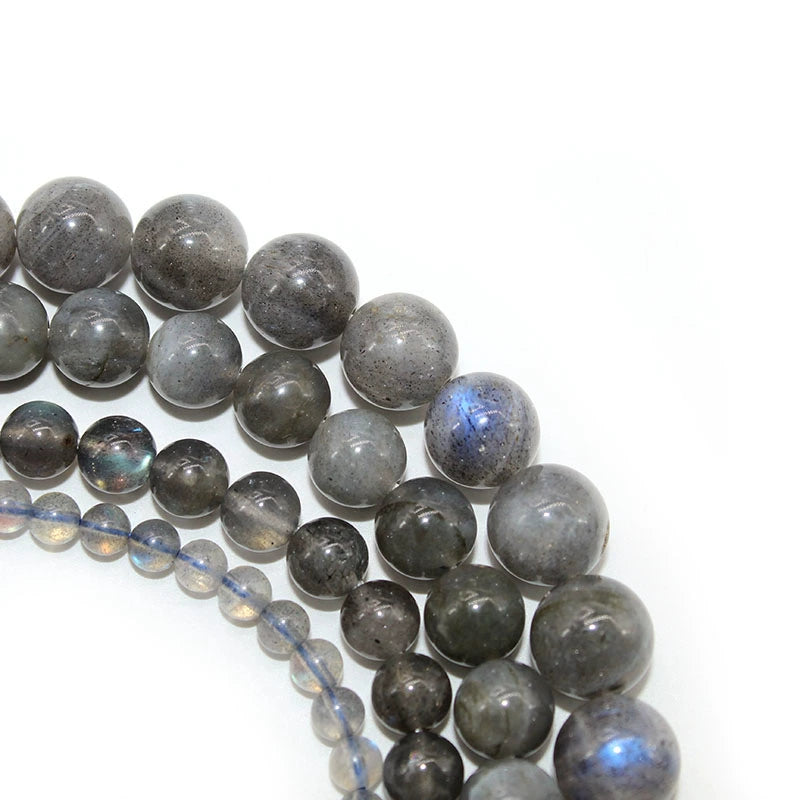 Natural Gray Moonstone Labradorite Blue Light Beads