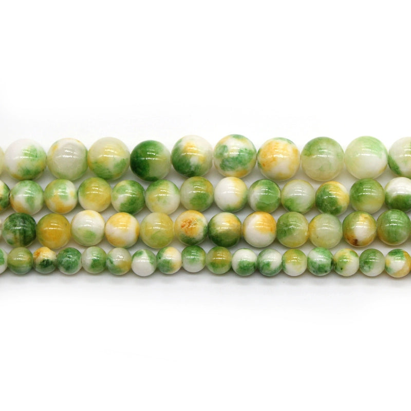 Green, yellow and white Persian jade loose beads DIY hand-woven material
