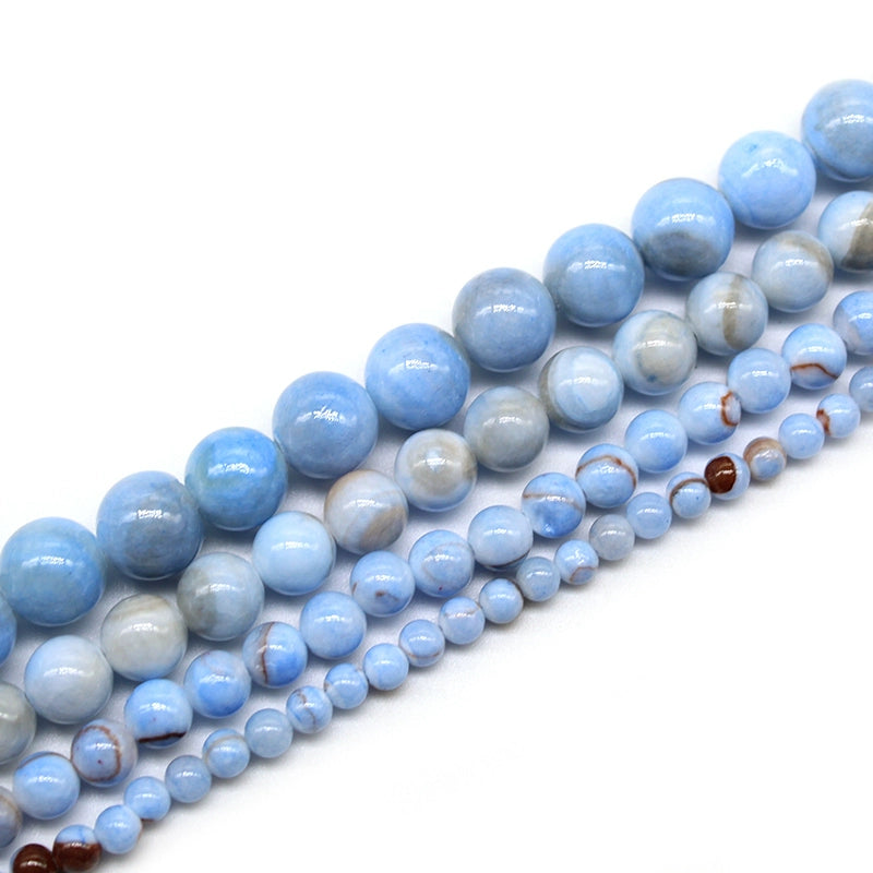 Optimized light blue striped Persian jade loose beads DIY hand-woven bracelet