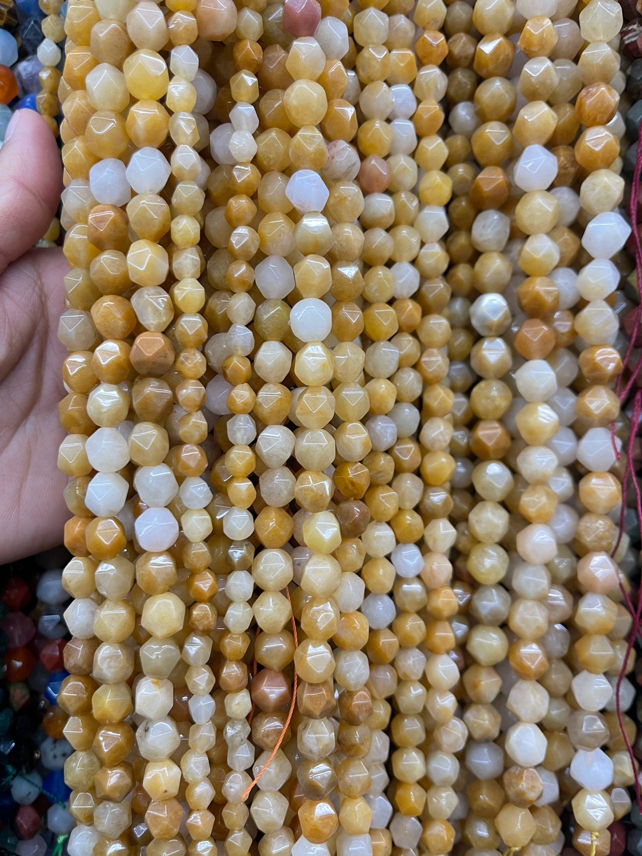 Large cut silver obsidian white chalcedony pink aventurine yellow aventurine loose beads bracelet
