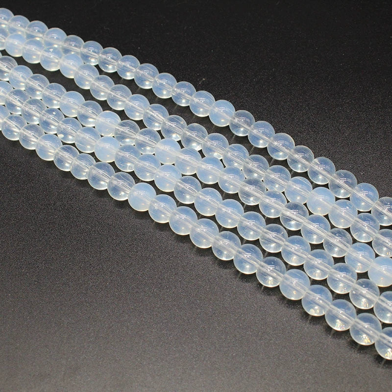 Synthetic opal round bead necklace semi-finished product