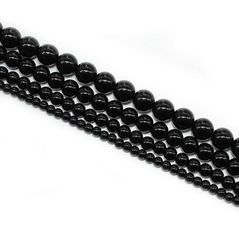 Black glass loose beads round beads DIY hand-woven bracelet