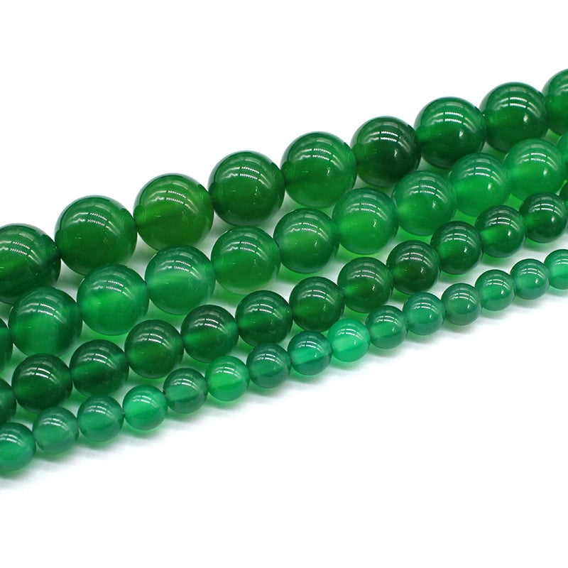 Natural green agate loose beads DIY hand-woven bracelet