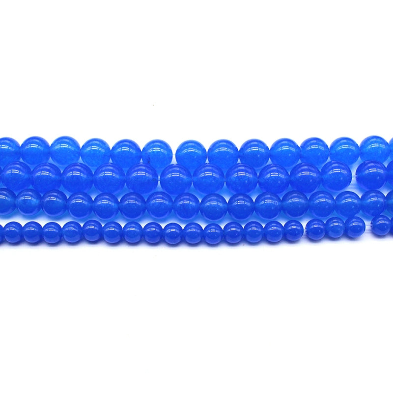 Blue chalcedony crystal fish round beads semi-finished DIY handmade beads