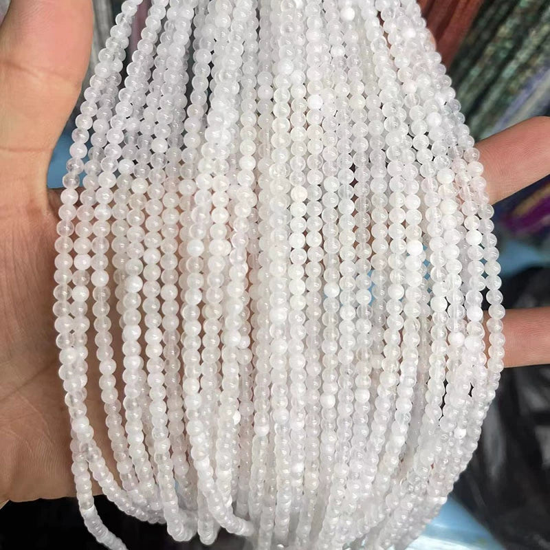 White chalcedony loose beads round bead bracele