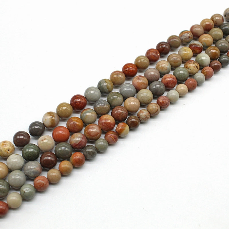 Natural American picture stone round beads DIY hand-woven materials