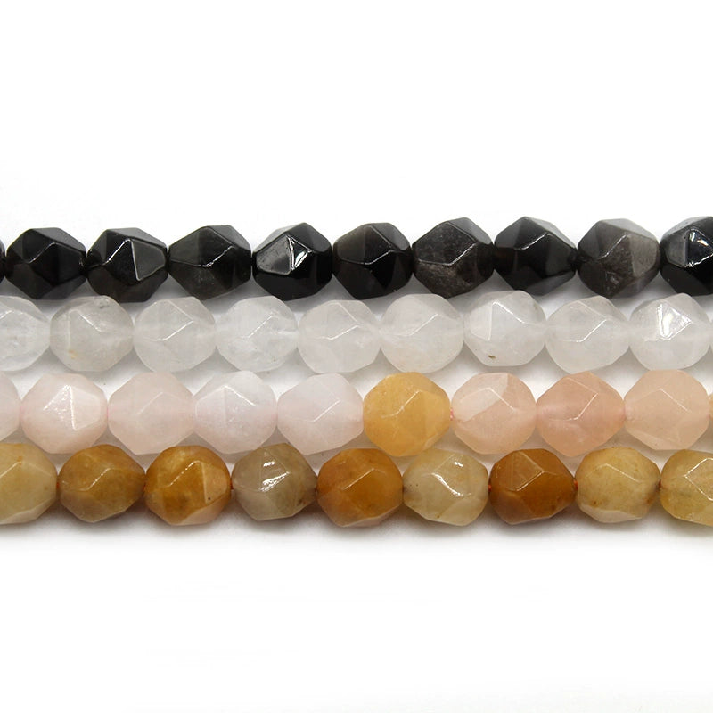 Large cut silver obsidian white chalcedony pink aventurine yellow aventurine loose beads bracelet
