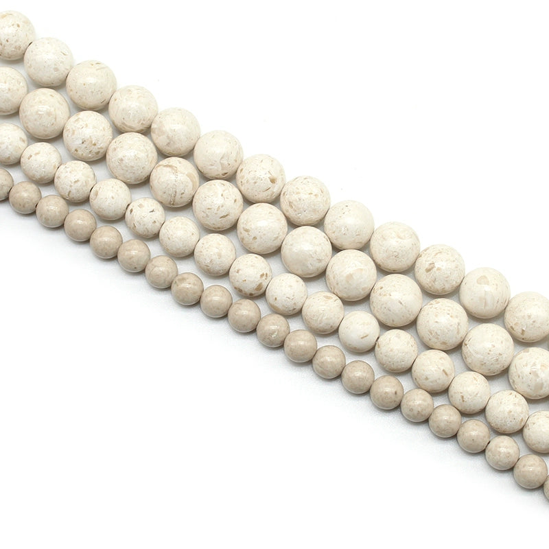 Optimized synthetic white fossil loose beads DIY hand-woven