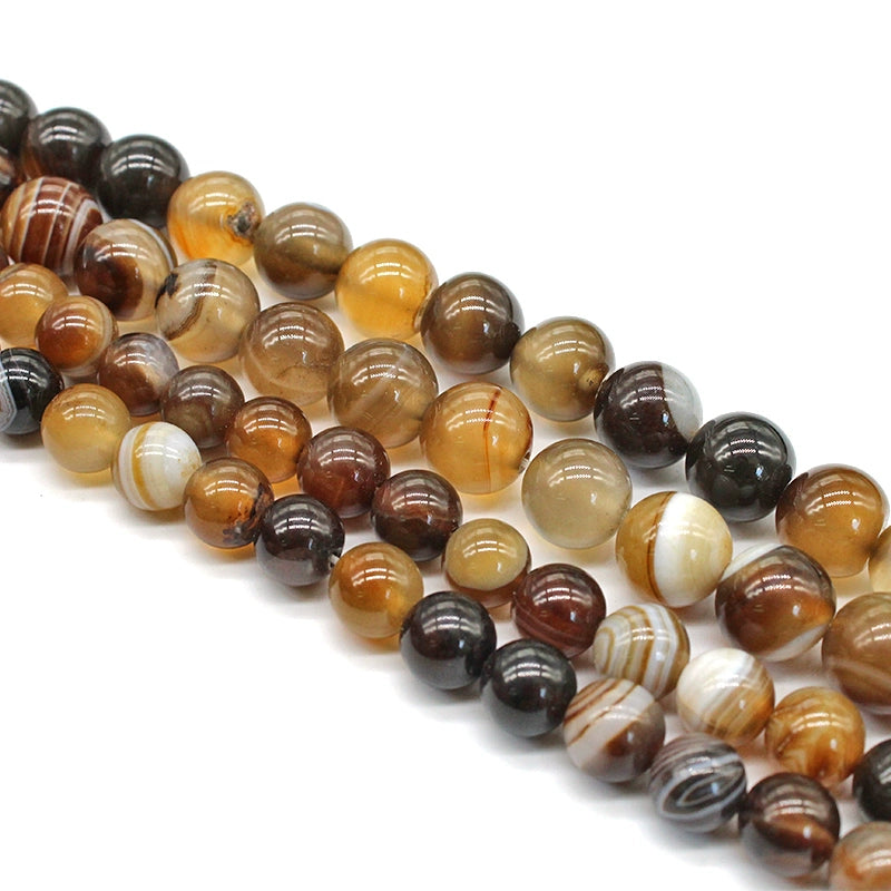 Coffee line agate loose beads DIY hand-woven materials