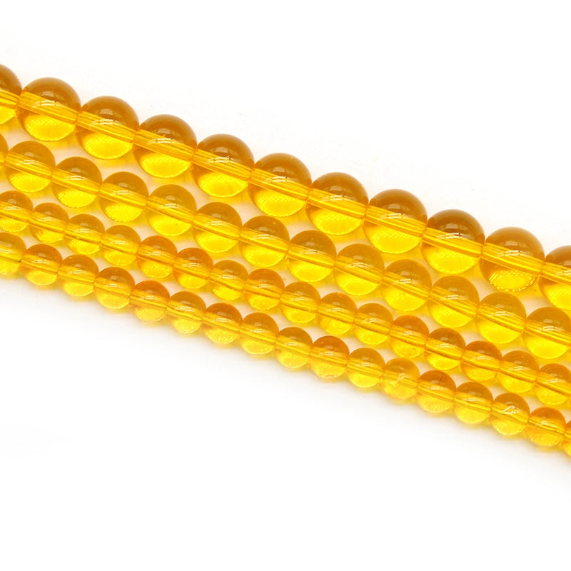 Yellow glass beads loose beads round beads DIY hand-woven bracelet