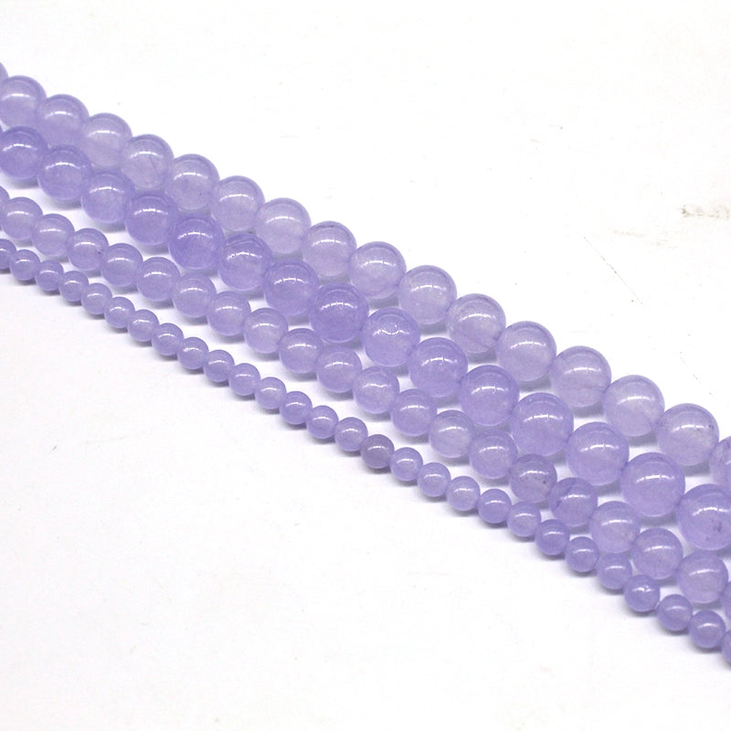 Light purple chalcedony loose beads necklace semi-finished product