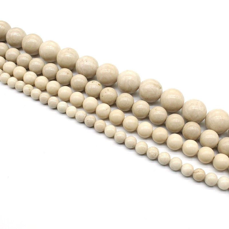 Fossil round beads semi-finished necklace