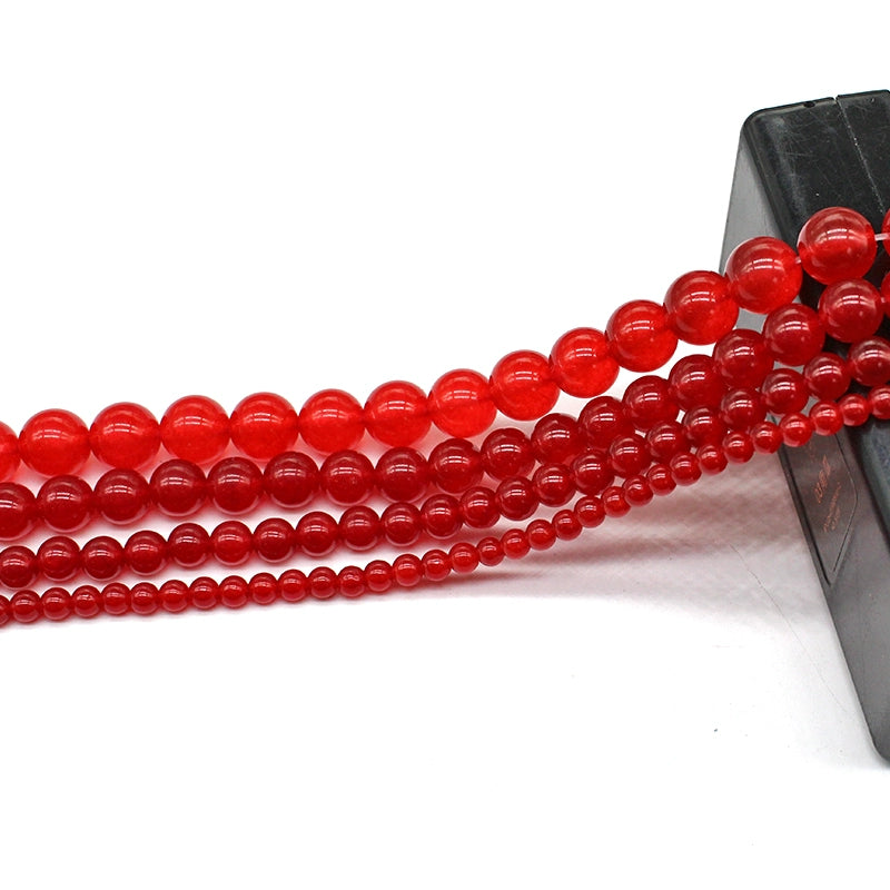 Red chalcedony round beads DIY handmade weaving materials