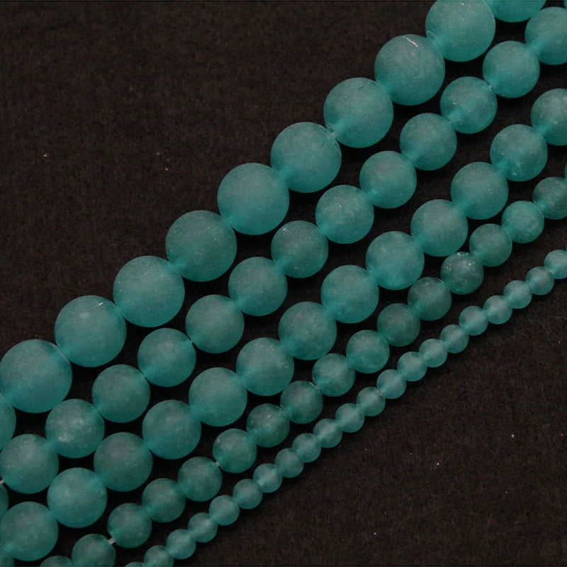 Frosted matte clear amazonite chalcedony loose crystal beads for DIY hand-woven materials