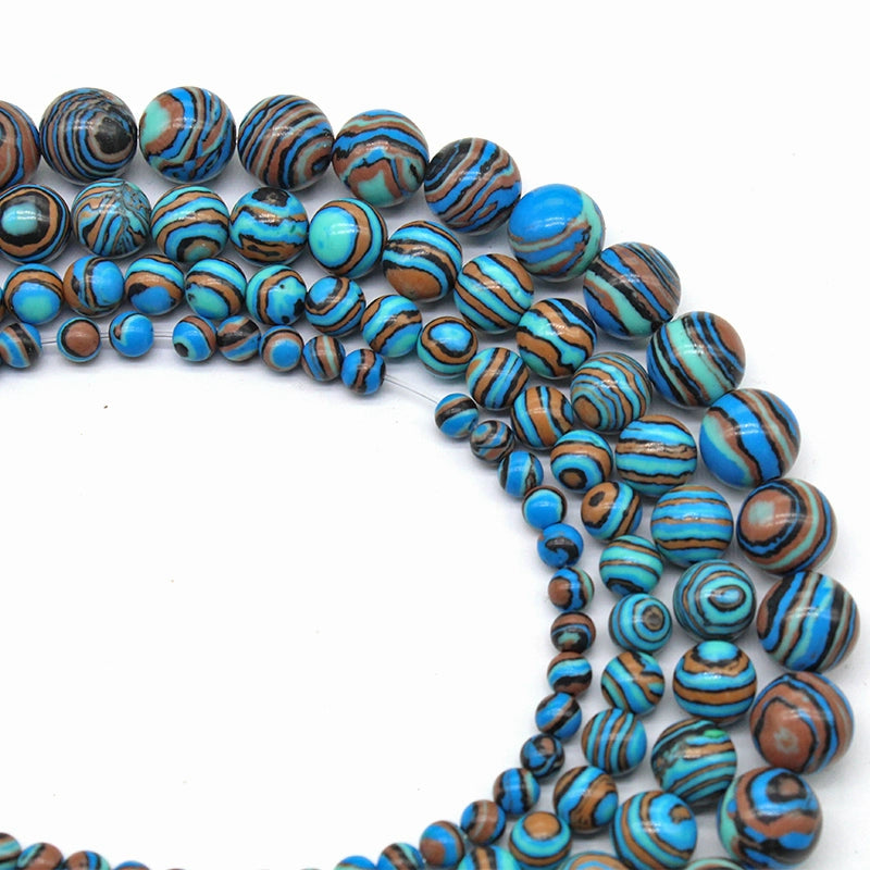 Synthetic blue malachite round beads crystal agate DIY hand-woven materials