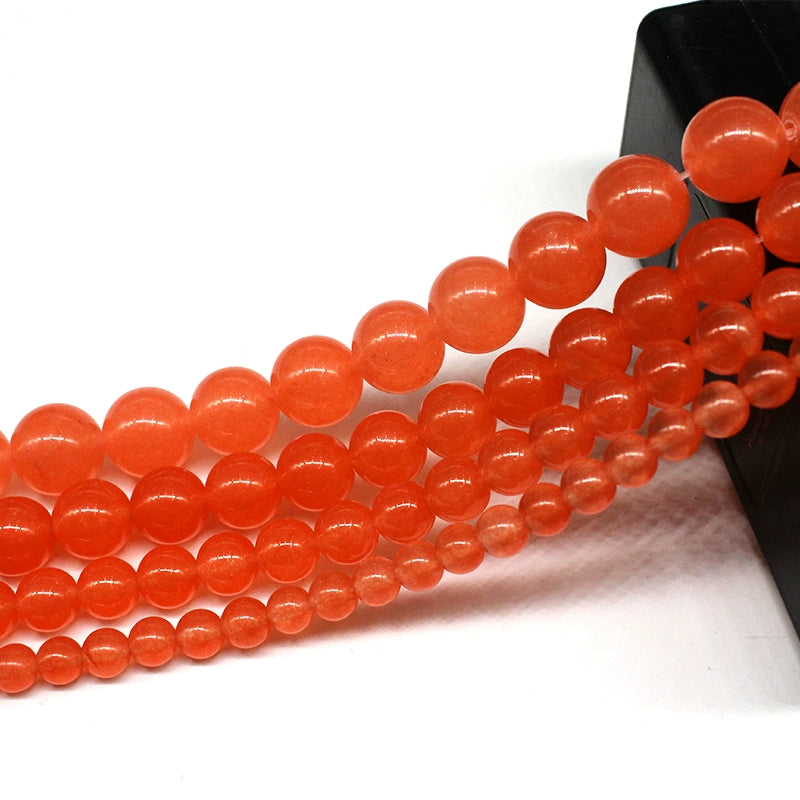 Orange Red Chalcedony Sparse Beads Round Beads Semi-Finished Diy Hand-Made Beaded Crystal Jade Bracelets And Necklace Jewelry For Men And Women