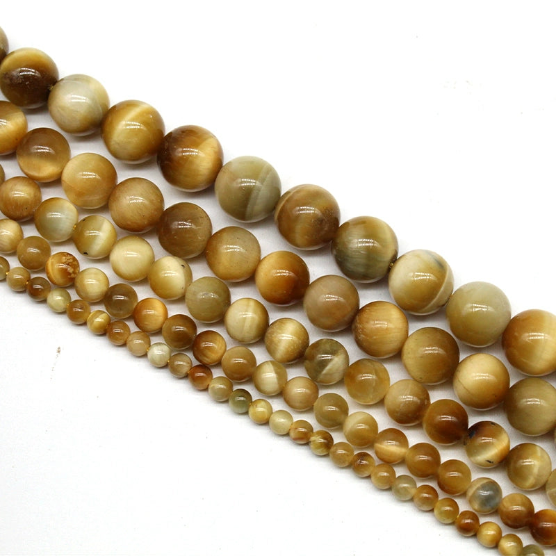 Gold tiger eye stone loose beads diy hand-woven materials