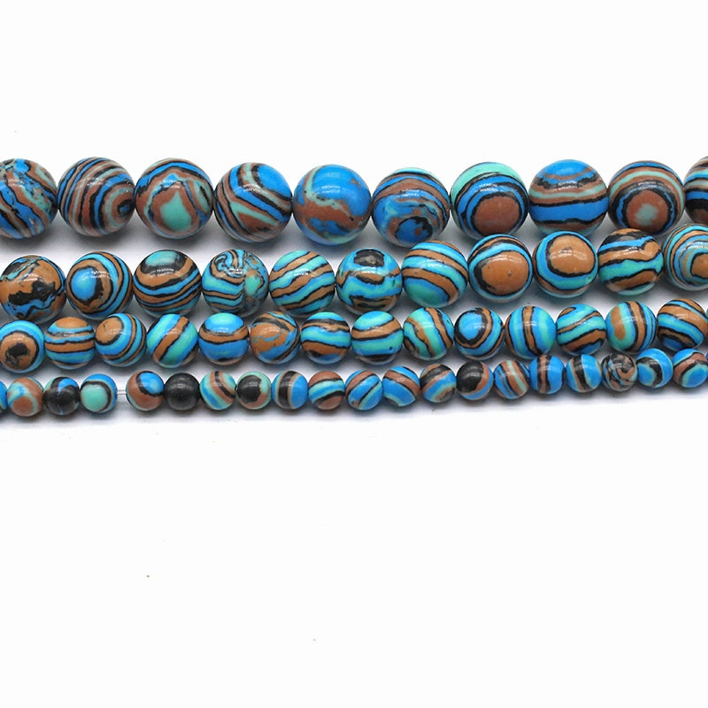 Synthetic blue malachite round beads crystal agate DIY hand-woven materials