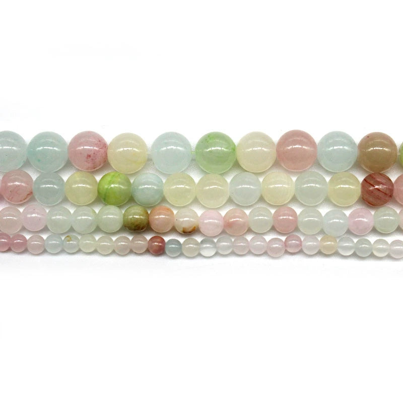 Colorful green jade round bead necklace semi-finished product