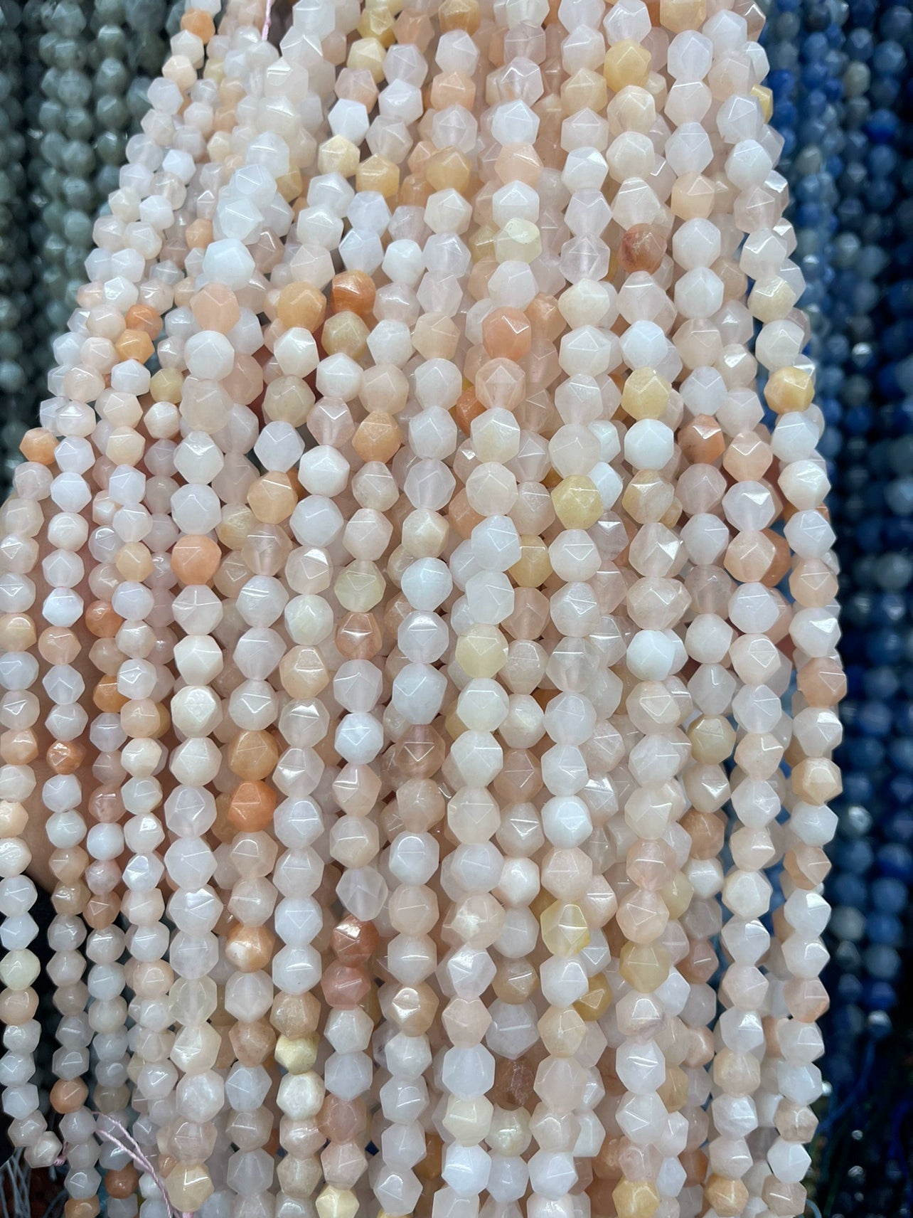 Large cut silver obsidian white chalcedony pink aventurine yellow aventurine loose beads bracelet