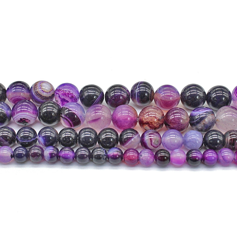 Purple line agate loose beads bracelet string jewelry accessories