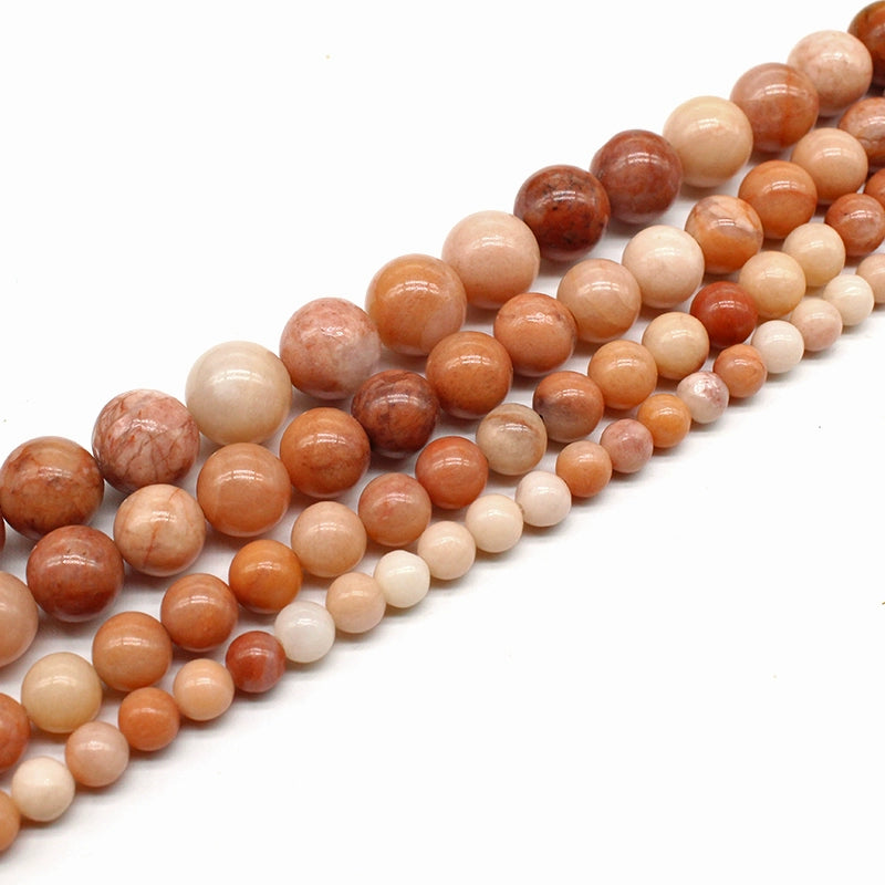 Pink aventurine loose beads crystal jade semi-finished product DIY hand-woven beads
