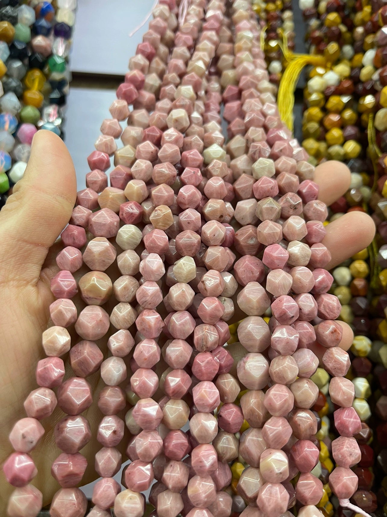 Large cut green straw stone red stone Indian agate violet stone loose beads