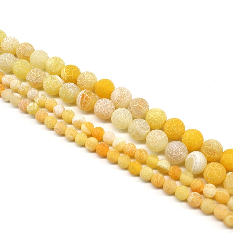 Yellow weathered agate loose beads diy hand-woven crystal