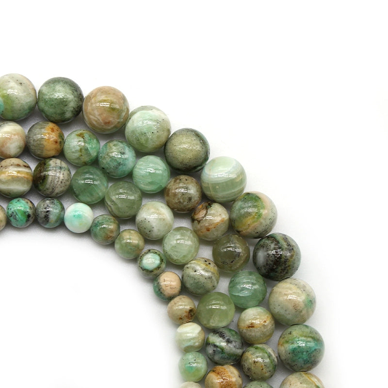 Green grain stone loose beads and round beads DIY handmade bracelet