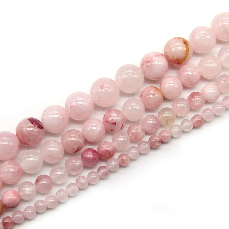 Light pink cracked old Persian jade loose beads necklace semi-finished product