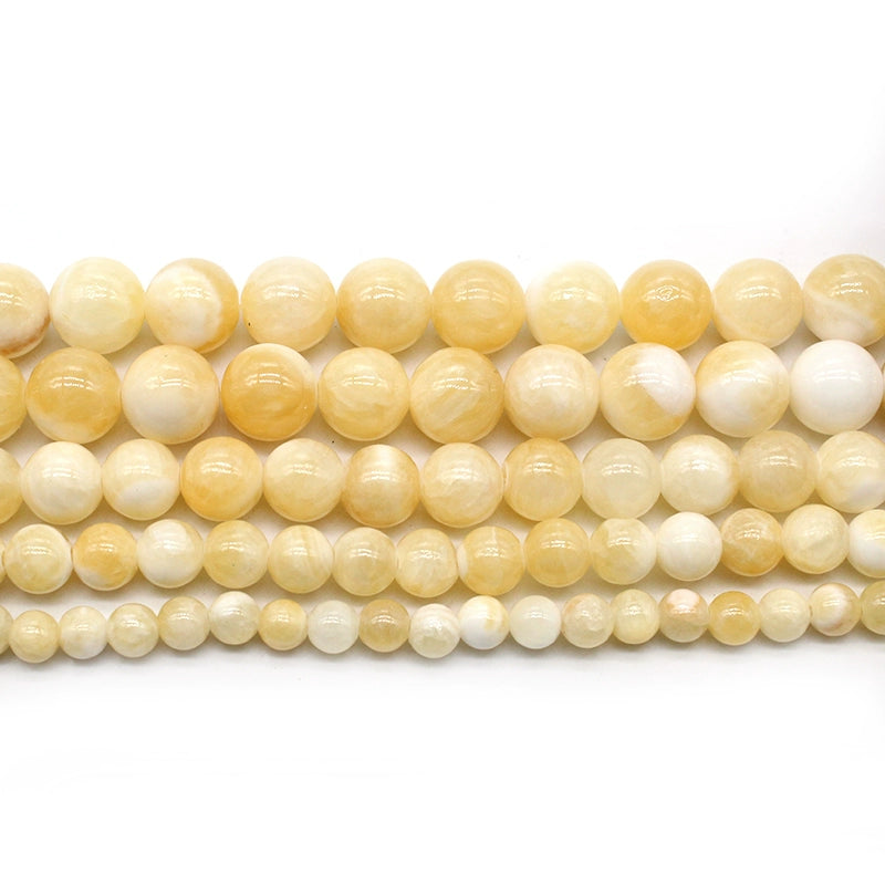 Yellow and white beige jade loose beads DIY hand-woven