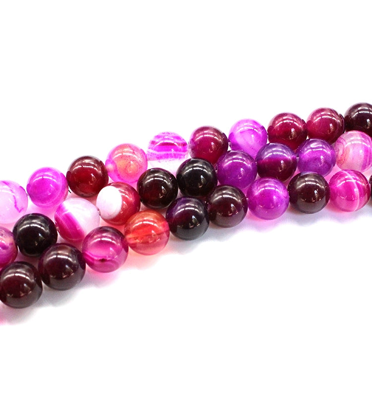 Rose red line agate round bead bracelet semi-finished product