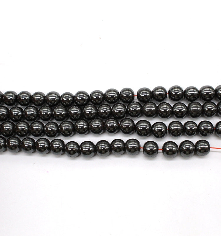 Natural iron ore black gallstone round beads crystal agate DIY hand-woven materials