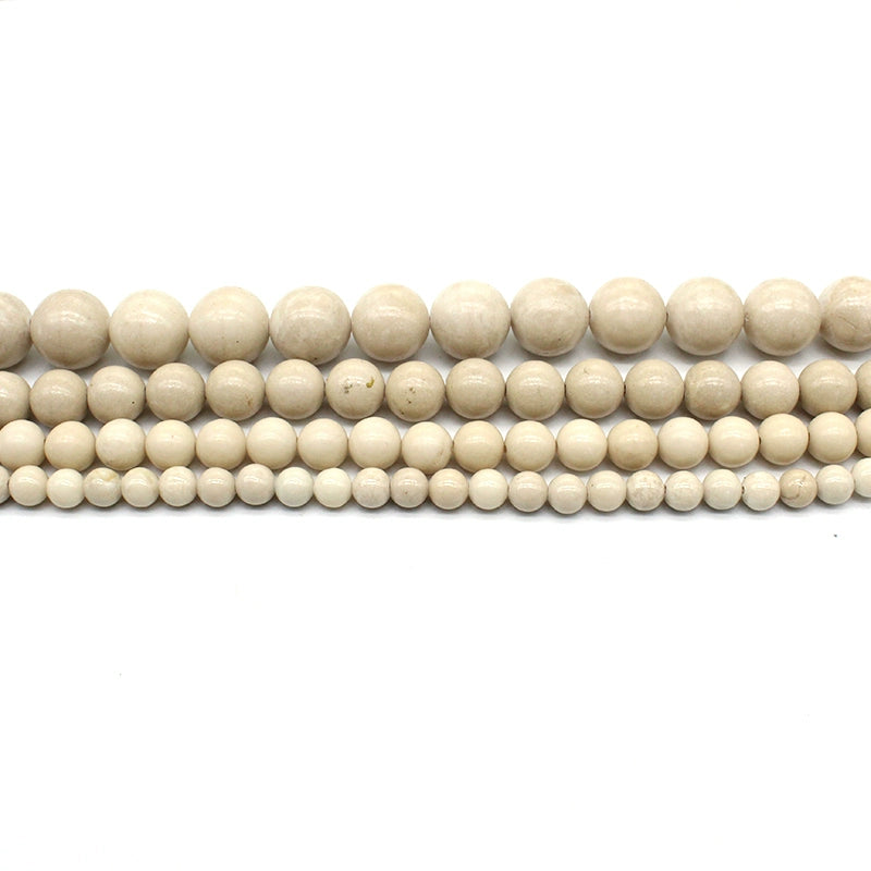 Fossil round beads semi-finished necklace