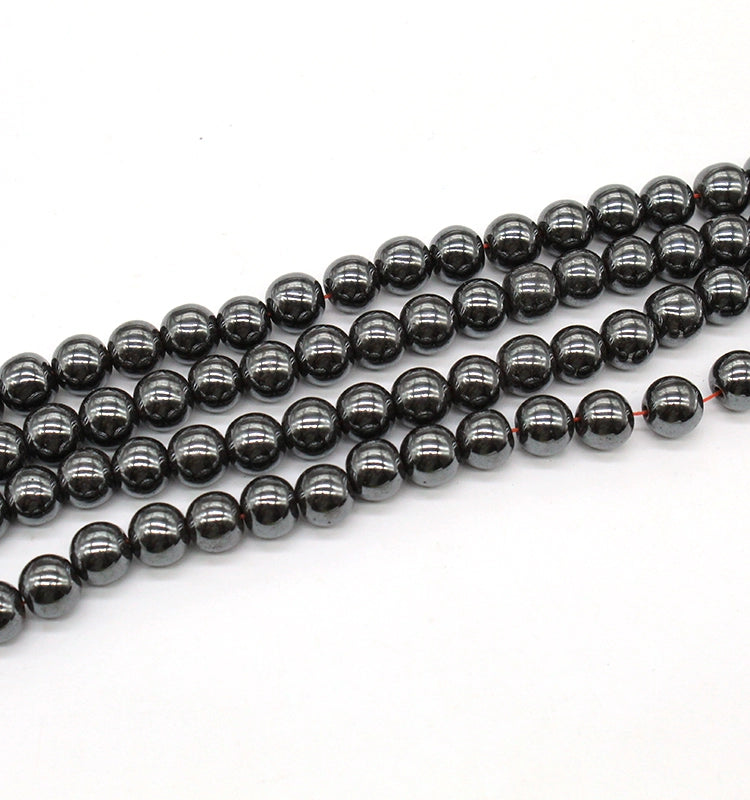 Natural iron ore black gallstone round beads crystal agate DIY hand-woven materials