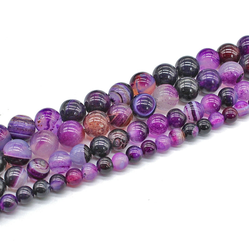 Purple line agate loose beads bracelet string jewelry accessories