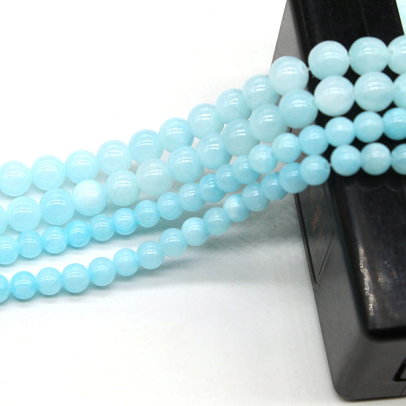 Blood blue beige jade loose beads DIY hand-woven materials