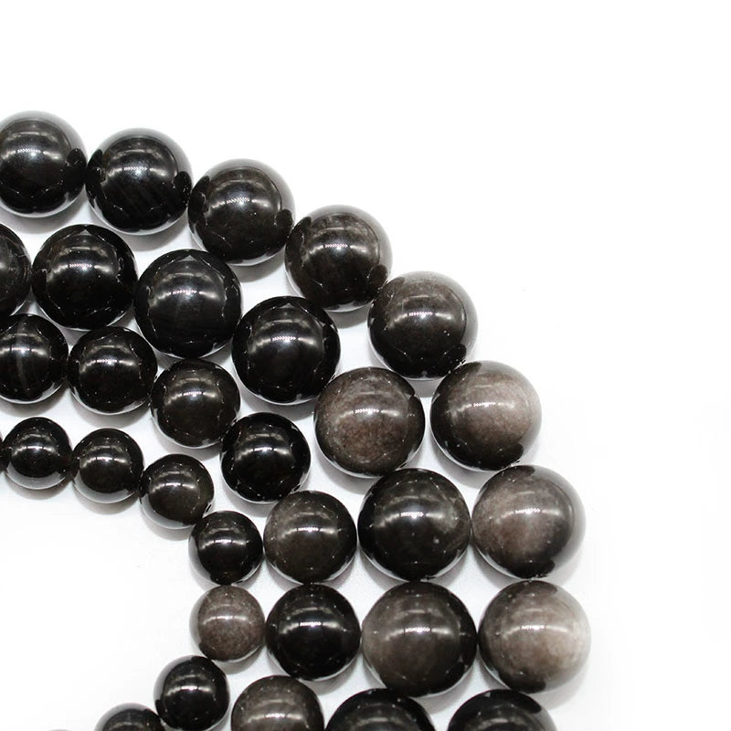 Natural silver obsidian colored obsidian loose beads
