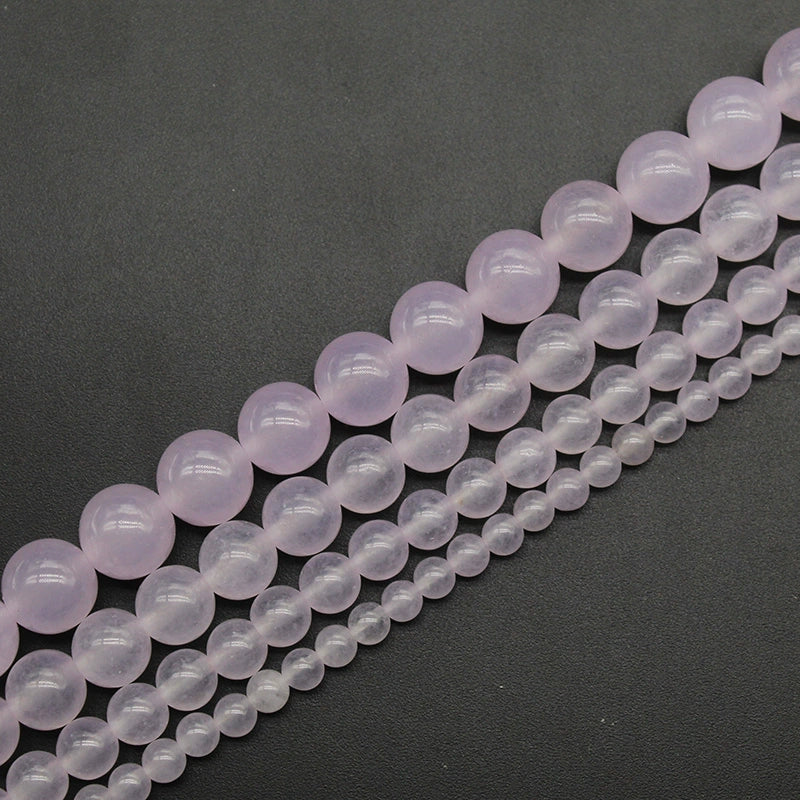 Light purple chalcedony loose beads round beads DIY handmade woven bracelet